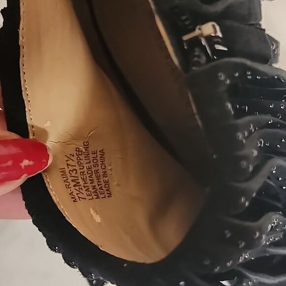 Brand NEW Peep Toe Black Frindge Bootie Boots 7.5 RETAIL 300 BCBGMAXAZRIA - Picture 7 of 9